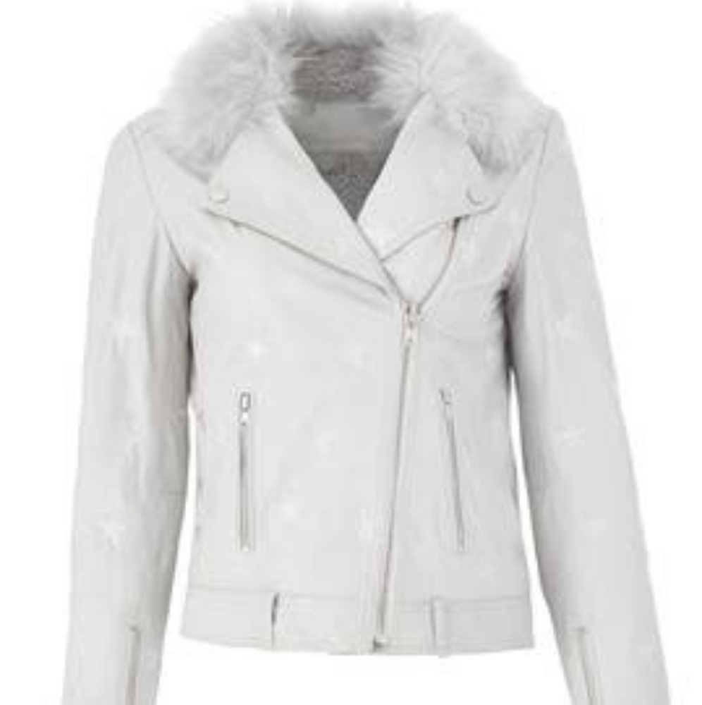 Samantha Sipos seeing stars leather jacket with faux fur ($1695 retail)